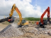 Komatsu excavator and Hitachi Zaxis excavators. Recycling demo area, Hillhead.