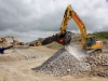 Komatsu excavator. Recycling demo area, Hillhead.