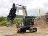 JCB excavator with pincer attachment. Hillhead exhibition