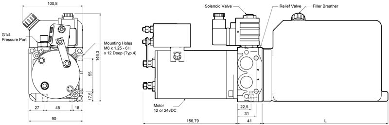 Hydraulic power pack drawing